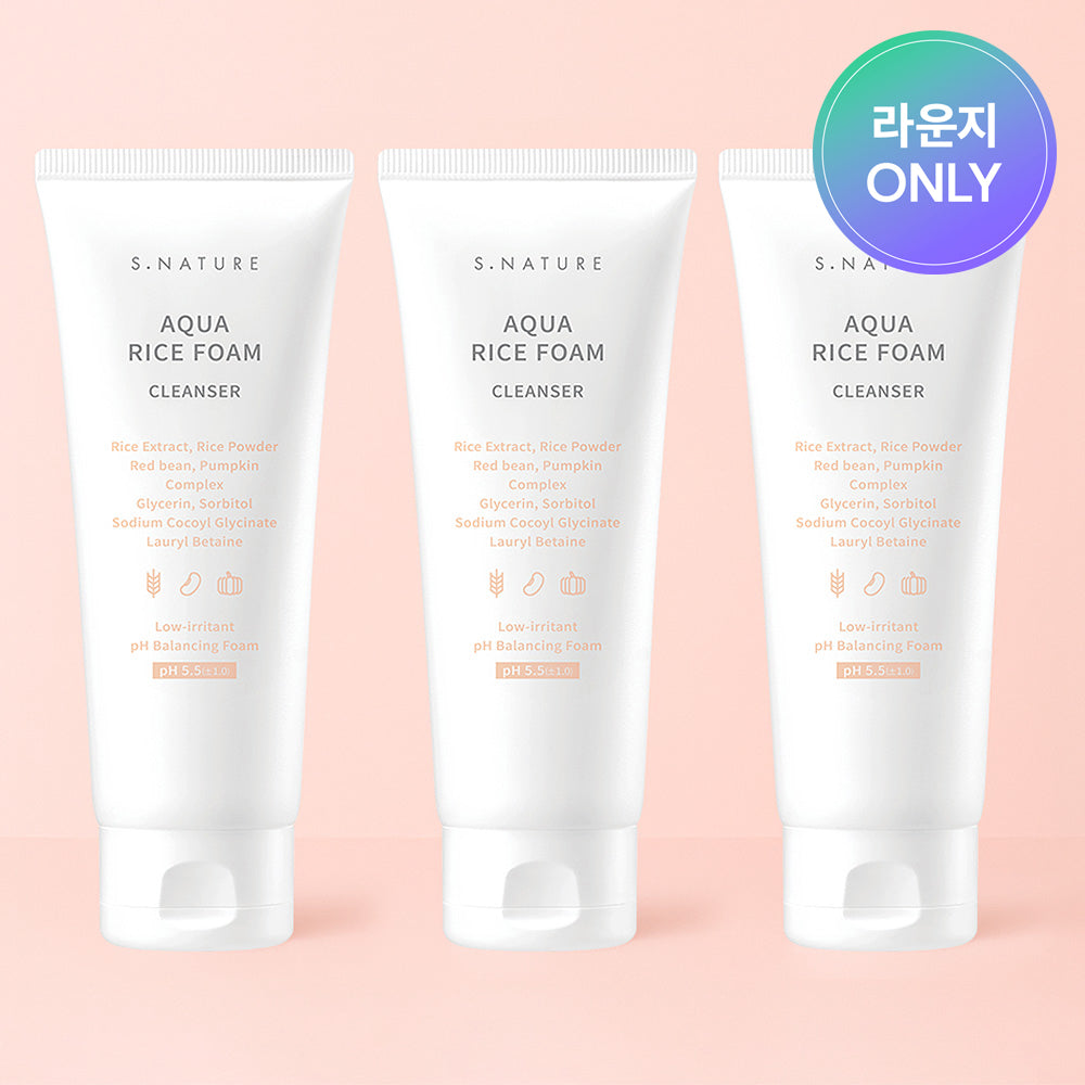 S.Nature Aqua Rice Low-pH Cleansing Foam 80ml (3-Pack)