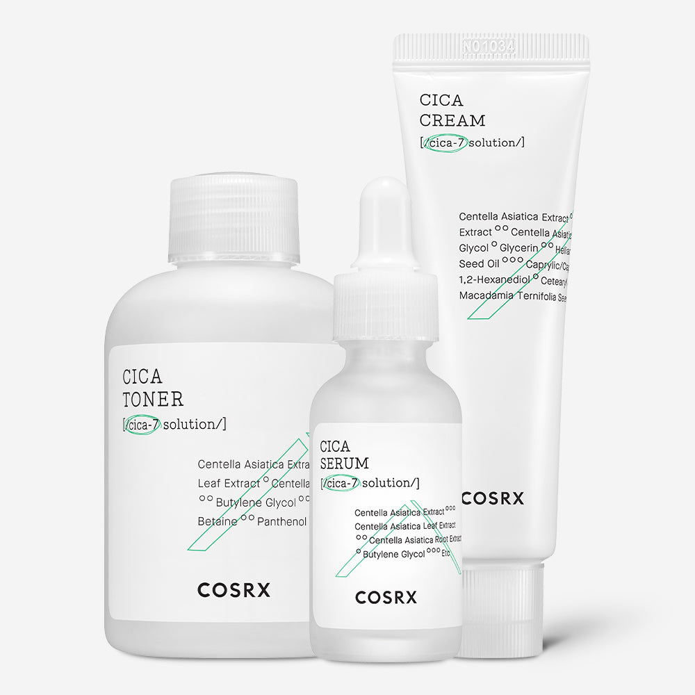 COSRX Pure Fit Cica Calming 3-Piece Set (Toner 150ml + Serum 30ml + Cream 50ml)