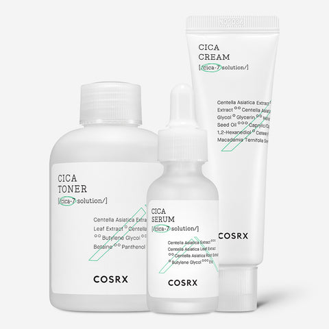 COSRX Pure Fit Cica Calming 3-Piece Set (Toner 150ml + Serum 30ml + Cream 50ml)