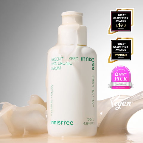 Innisfree Green Tea Seed Hyaluronic Acid Serum 130ml + Cream 50ml (2-Piece Set)