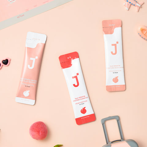 Jsoop Peach Travel Amenity 3-Piece Kit, 30pcs (6ml x10 each)