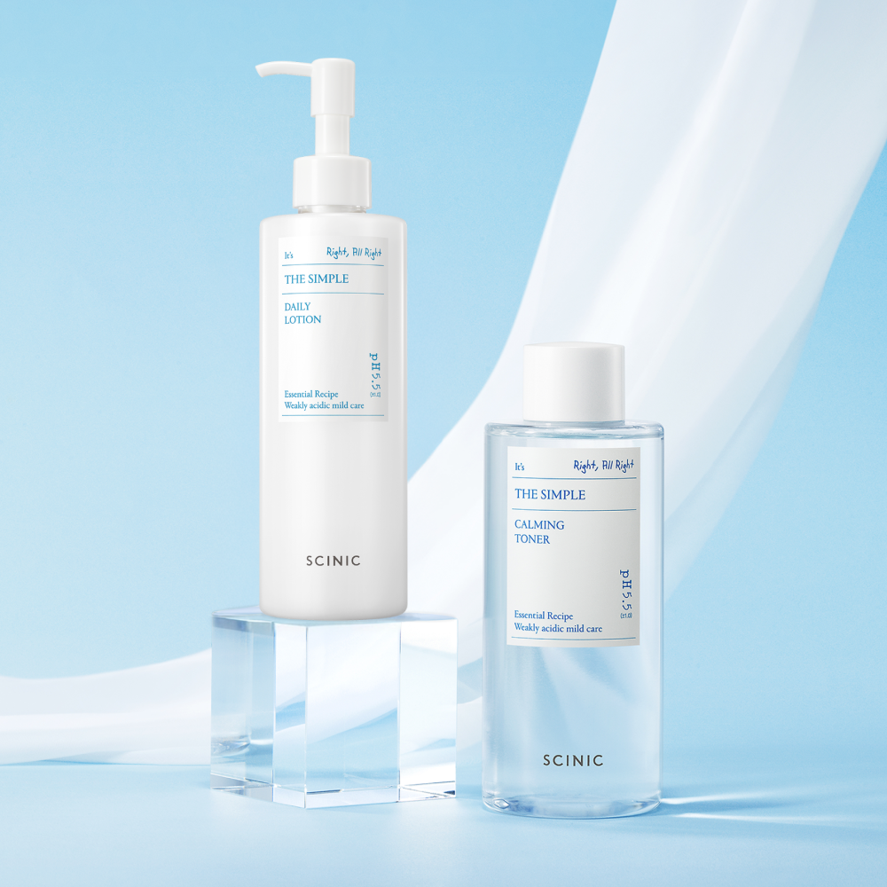 Scinic The Simple Vegan Toner 300ml + Lotion 300ml - Large Hydration 2-Piece Set