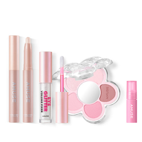 Amuse Eye Layering Trio Set (Eyeshadow Palette + Everlasting Eye Pencil 1.6g + Glitter) 01 Lumi Beige