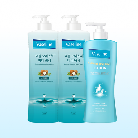 Vaseline Double Moisture Lotion 450ml + Body Wash 800ml (2 pcs)