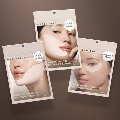 Marshique Hydrogel 3-Piece Set (27 pcs) - Lip Corner 1 Pack + Eye 1 Pack + Jawline 1 Pack