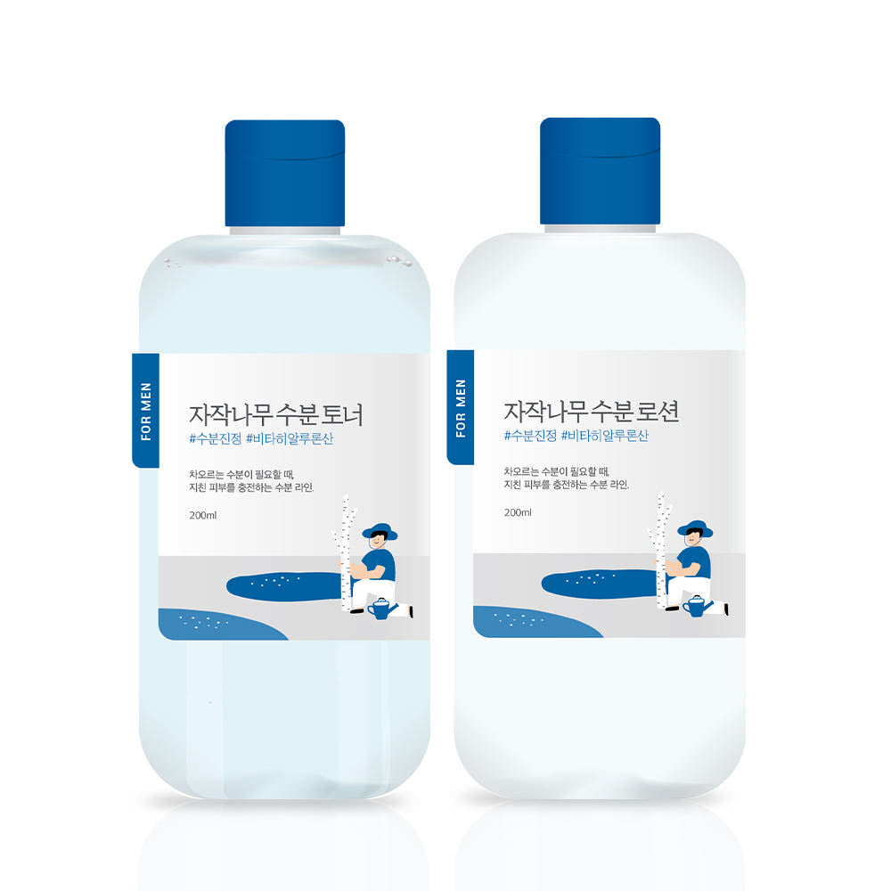 Round Lab For Men Birch Juice Moisturizing Toner 200ml + Lotion 200ml