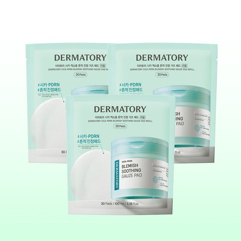 Dermatory Toner Pad Refill 3-Pack [2+1] (Black / Cica / Moisture) 90 pads