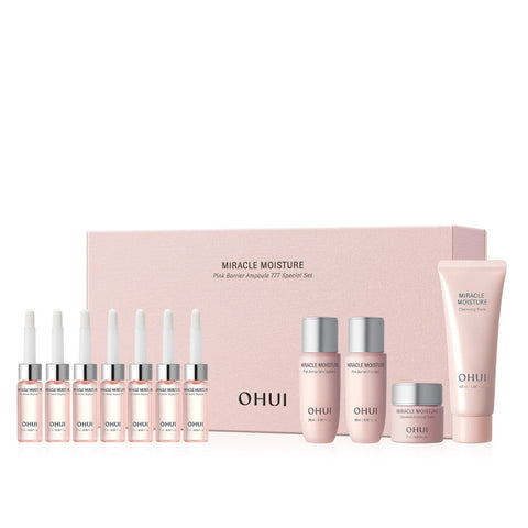 OHUI Miracle Moisture Ampoule 777 Set (7 x 7ml Ampoules + Skin 20ml + Emulsion 20ml + Cream 7ml + Foam Cleanser 40ml)