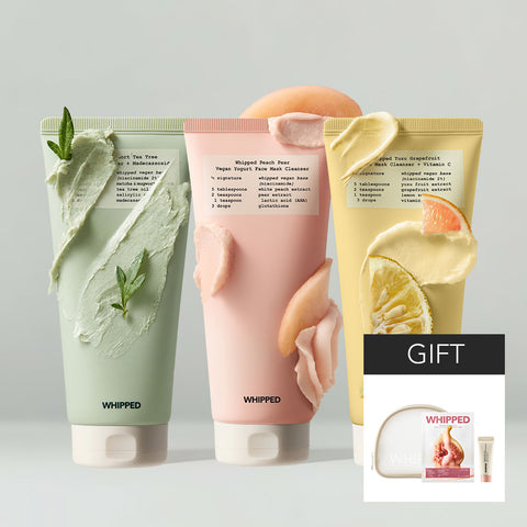 Whipped Vegan Pack Cleanser 130g (Choose 3 of 6) 2+1 Promotion + Free Pouch Sunscreen & Mask Pack