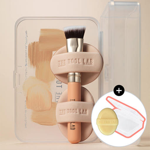 The Tool Lab Skin Fit Conceal Duo Concealer Brush Set (1 Brush + 2 Finger Puffs + Case)