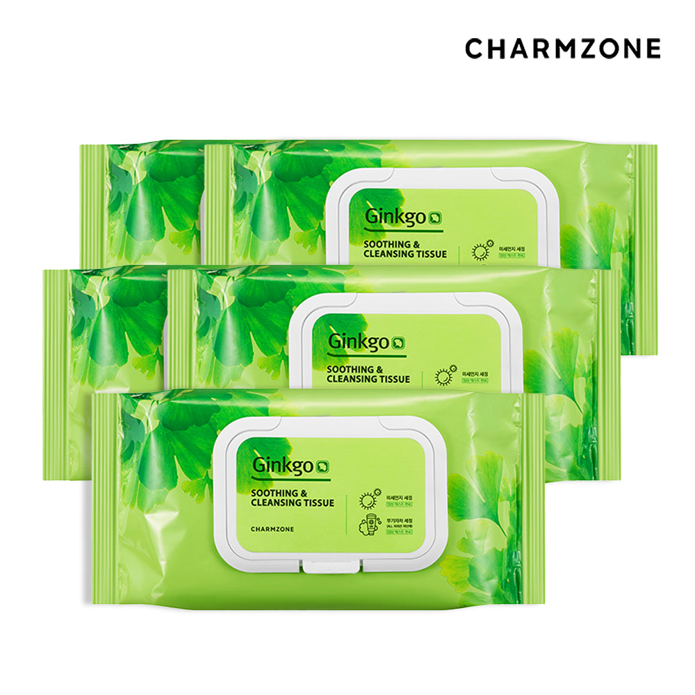 Charmzone Ginkgo Soothing & Cleansing Wipes 353g 70P (5 Pack)