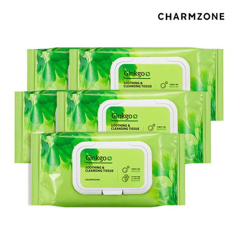 Charmzone Ginkgo Soothing & Cleansing Wipes 353g 70P (5 Pack)