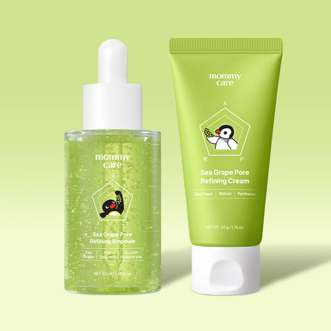 MommyCare Pingu Collab 5-Second Pore Tightening Sea Grape Ampoule + Cream 1 Set