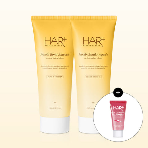 HairPlus Protein Bond Ampoule Pear & Freesia No-Wash Treatment 145ml (2 Pack) + Silk Coating Perfume Treatment 50ml