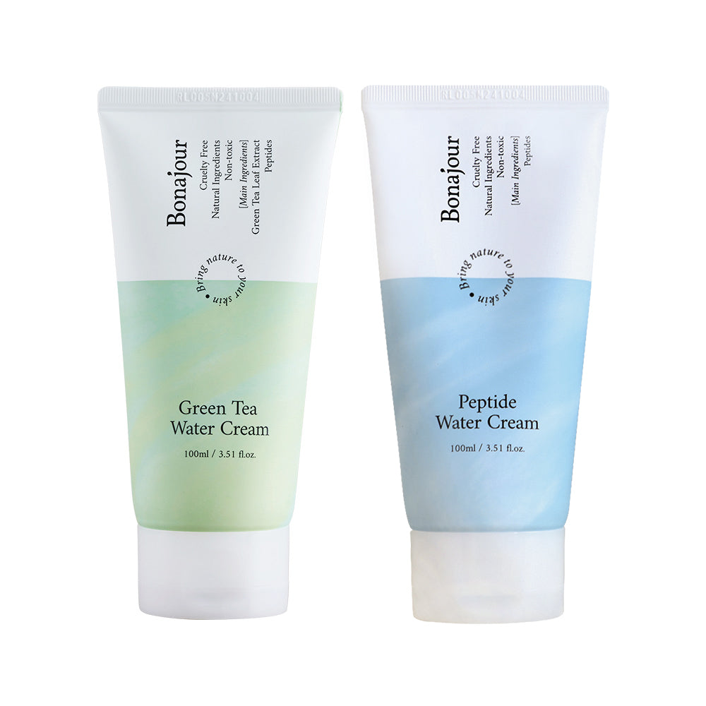 Bonajour Green Tea Water Cream 100ml + Peptide Water Cream 100ml Duo 2-Piece Set