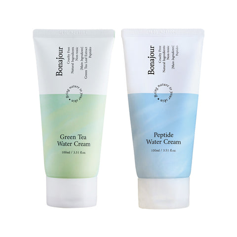 Bonajour Green Tea Water Cream 100ml + Peptide Water Cream 100ml Duo 2-Piece Set