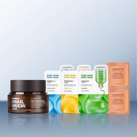 Labiotte Premium Snail Mucin Cream 50ml + Coderm Mask Pack (3 pcs)