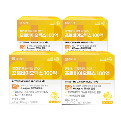 Chongkundang Gut Health Project 365 Probiotics 10 Billion CFU 140 mg 30 Capsules (4 Pack)