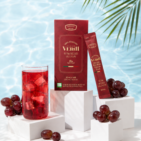 Grainon Casaverdi Organic Red Wine Vinegar Sticks 14 pcs x 5 20ml Each (Made in Italy)