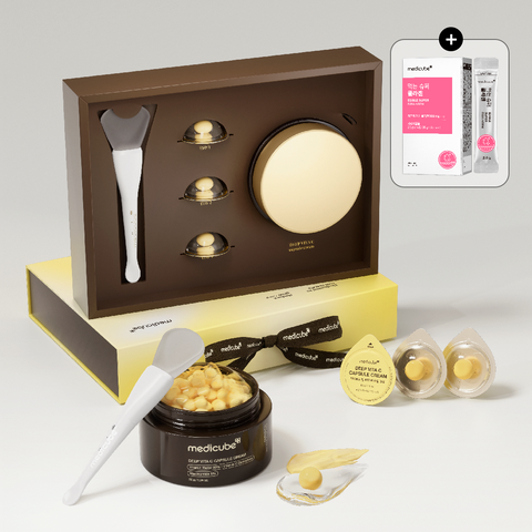 Medicube Deep Vita C Capsule Brightening Cream Limited Edition Set (55ml 3 Minis Jelly Brush)