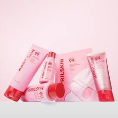 Aprilskin skincare products on a pink background