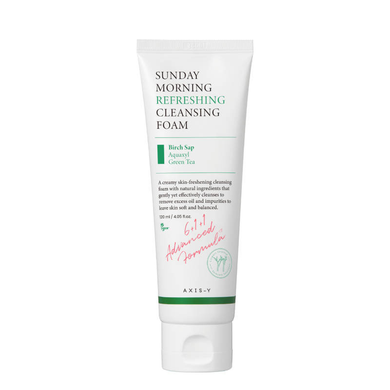 Tube of Sunday Morning Refreshing Cleansing Foam on a white background