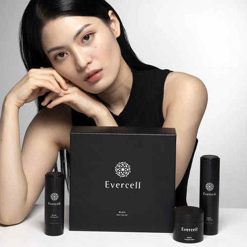 Evercell Black Skincare 3-Piece Set (Fluid + Serum + Cream) EGF & Stem Cell Culture Extract