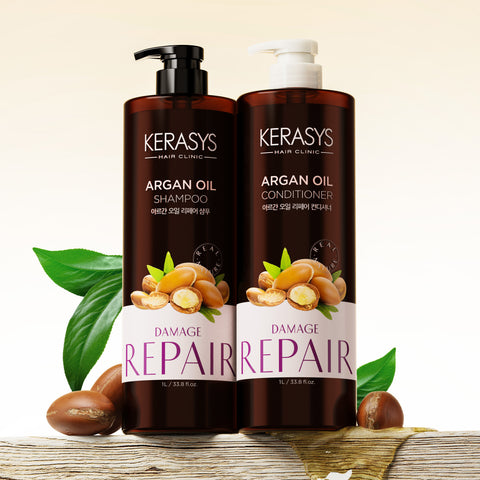 Kerasys Real Nature Argan Oil 1L x2 (Shampoo & Conditioner)