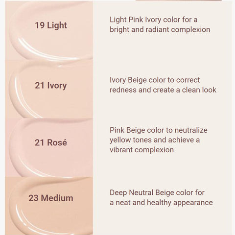 Color swatches and descriptions of skin tones on a beige background