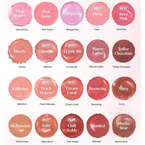 Color swatches with names on a white background