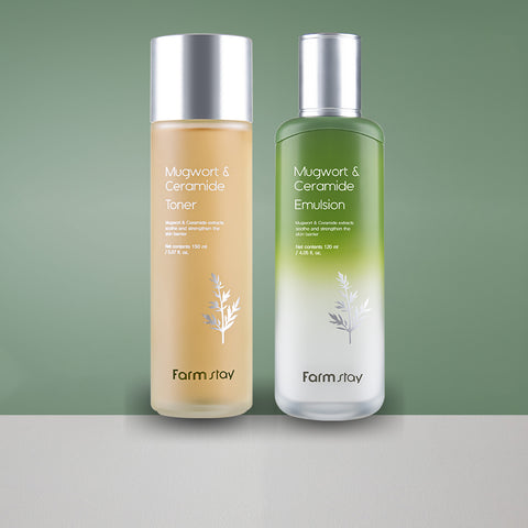 Farmstay Mugwort Inner-Dry Toner + Emulsion Set (2-piece)
