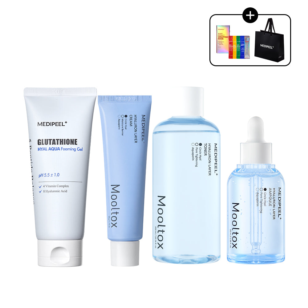 Medipeel Moisture Gift Set (Aqua Foaming Gel 150ml + Ampoule 50ml + Cream 50ml + Toner 300ml)