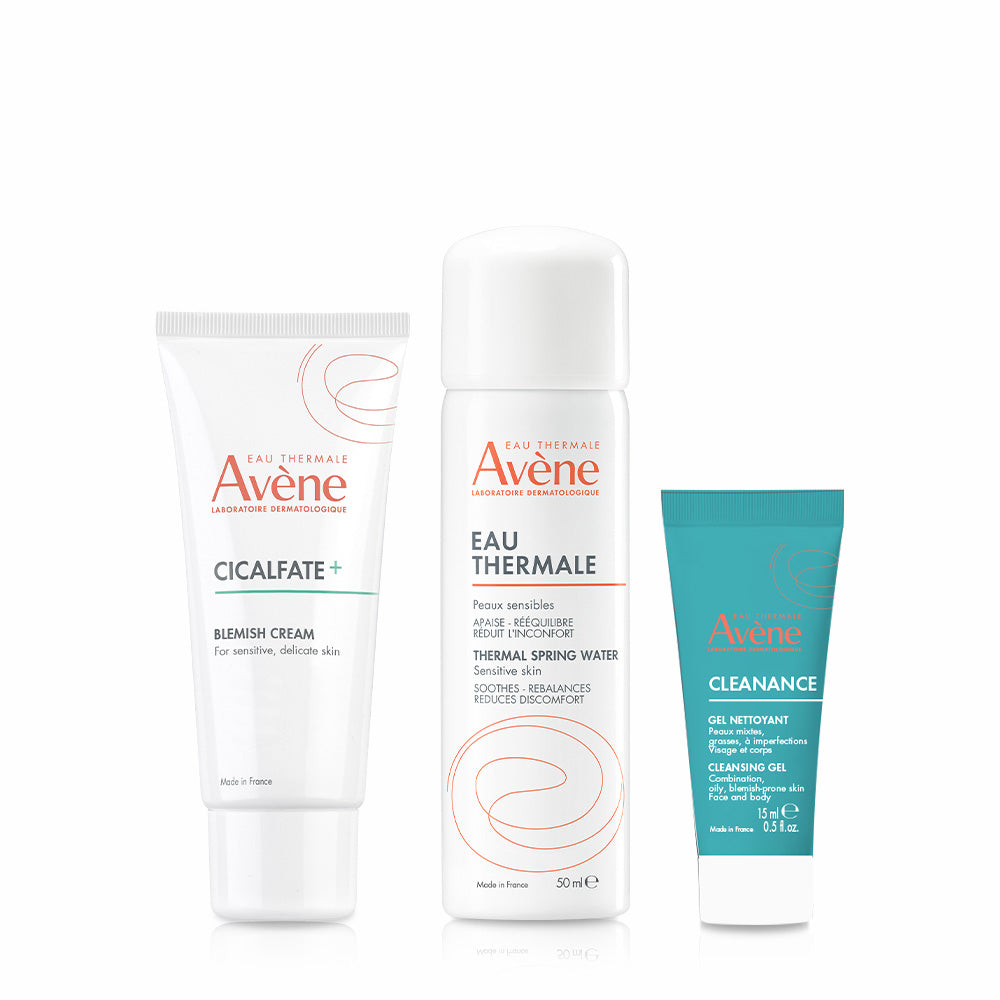 Avene Cicalfate+ Blemish Cream 40 ml + Eau Thermale 50 ml + Cleansing Gel 15 ml