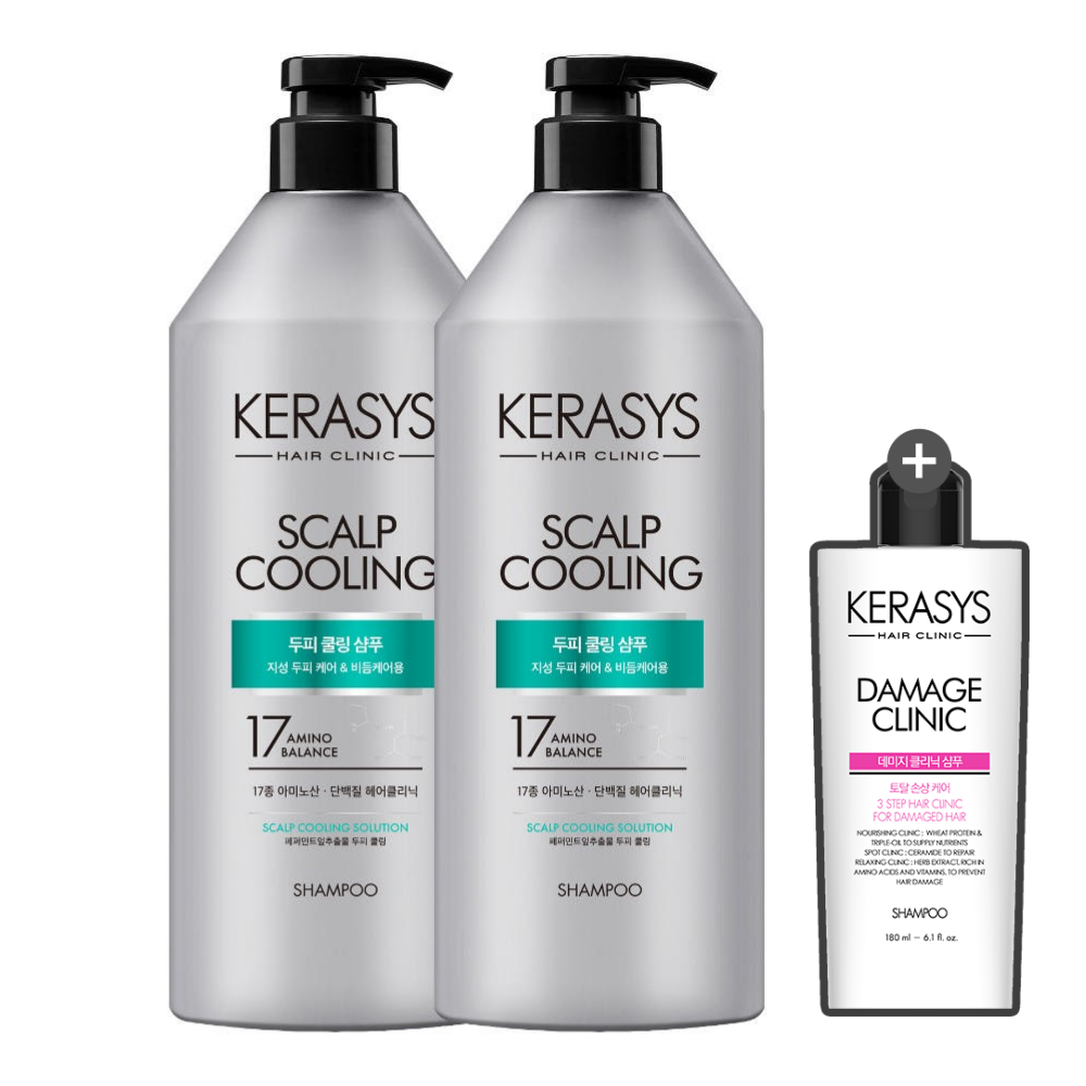 Kerasys Clinic Scalp Cooling Shampoo 980ml (2 Pack) + Shampoo 180ml