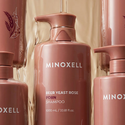 Minoxell Beer Yeast Rose PDRN Anti-Hair Loss Shampoo 1000ml (3 Pack)