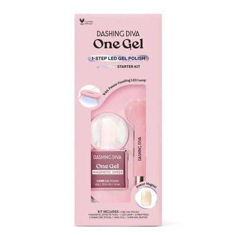 Dashing Diva One Gel Magnetic Kit (Champagne Topper Magnetic 10ml + LED Lamp + Magnetic Tool)