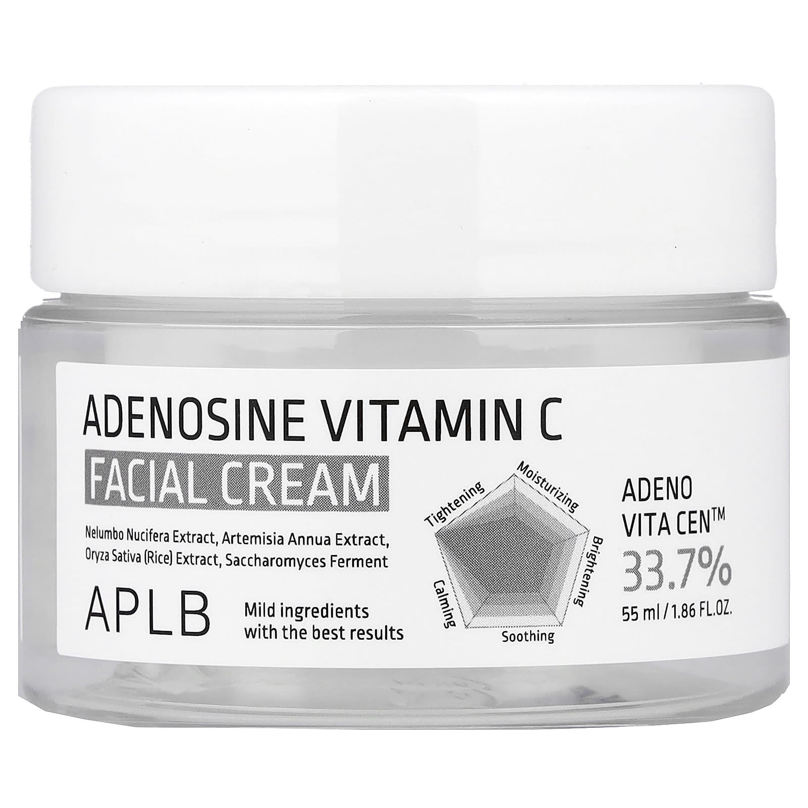 Jar of Adenosine Vitamin C Facial Cream with APLB branding on a white background