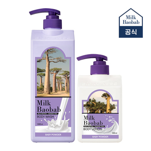 Milk Baobab Original Shampoo + Treatment + Body Wash (Baby Powder) - 1L x 3