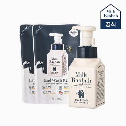 Milk Baobab Family Hand Wash Orange Scent 1600ml (2 x 300ml + 4 x 250ml refills)