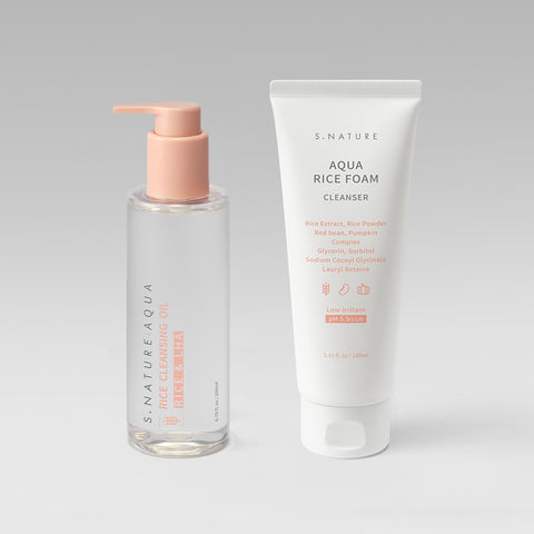 S.Nature Aqua Rice Cleansing Oil 200ml + Mild Acid Cleansing Foam 160ml 2-Piece Set