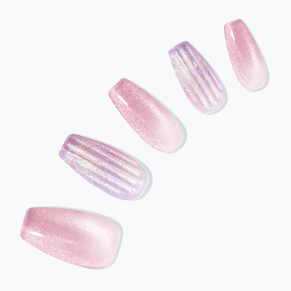 Dashing Diva Magic Press Glass Pink (Coffin) Nail Tips