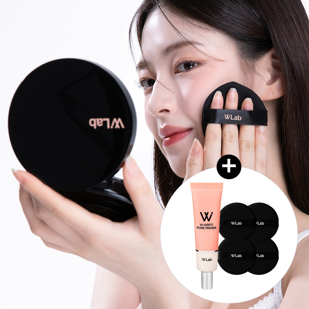 W.Lab Selfie Big Cover Cushion 25g + Airfit Pore Primer + 4 Big Puffs