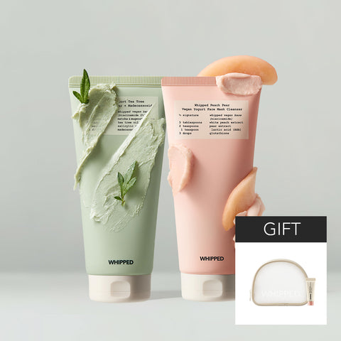 Whipped Vegan Pack Cleanser 130g 1+1 (Choose 2 of 6) + Pouch & Sunscreen Gift