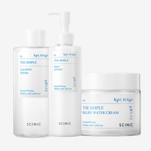 SCINIC The Simple Calming Toner 300ml + Lotion 300ml + Moisture Cream 80ml (3-piece set)