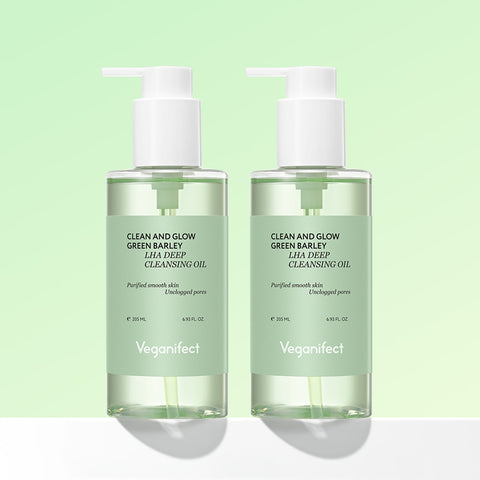 Veganifect Clean & Glow Green Barley LHA Deep Cleansing Oil 205ml (2 Pack)