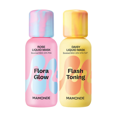Mamonde Flora Glow Rose Liquid Mask 80ml + Flash Toning Daisy Liquid Mask 80ml