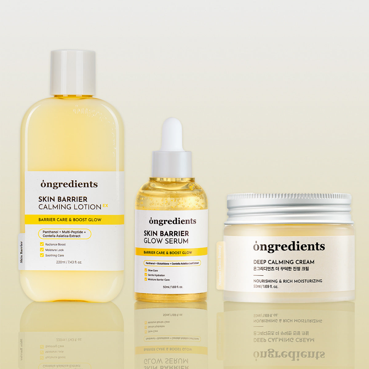 Ongredients Skin Barrier Calming Lotion EX + Radiance Serum + Extra-Rich Soothing Cream (Set)