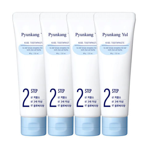 Pyunkang Yul Kids Low-Fluoride Toothpaste, Blueberry 60g (4 Pack)