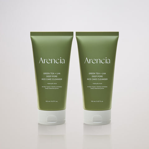 Arencia Pore Care Sebum Cleansing Foam Pack Cleanser Green Tea + LHA Deep Pore Chapssaltteok Soap 150ml (2 Pack)