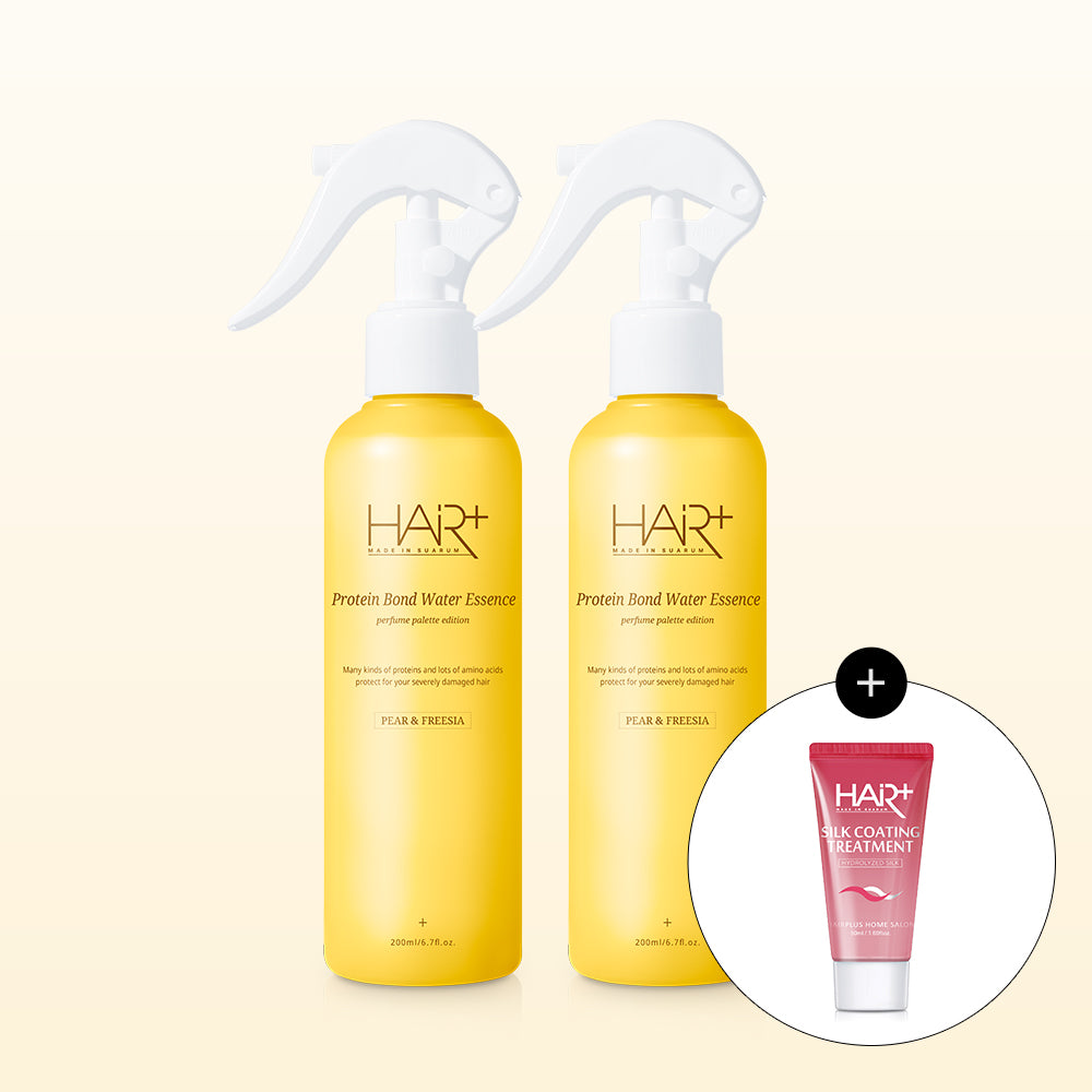 HairPlus Protein Bond Pear & Freesia Water No-Wash Treatment 200ml (2 Pack) + Silk Coating Treatment 50ml